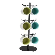 Cup Holders Tree, Coffee Cup Tree with 6 Hooks, Coffee Cup Rack, Matte Black