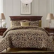 VCNY Home – Queen Bed in a Bag, Soft Bedding with Matching Comforter, Shams, Decorative Pillows & Pillowcases, Animal Print Bed Set (Cheetah Brown, 8-Piece)