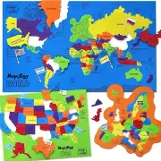 Mapology World Map Puzzle with Flags and Capitals - Fun Geography Learning!