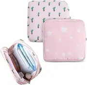 KOLZEMV Sanitary Napkins Storage Bag, 2 Pieces Cute Sanitary Napkins Storage Bag, Tampon Panty Liners, Menstrual Bag, Daisy, Zip, Purse, Tampon Storage for Women (Pink)