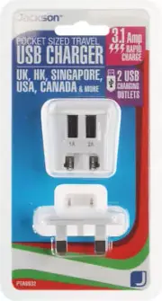 Jackson UK HK Singapore USA Canada 2 Pocket Size Travel Charger USB Outbound