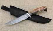 Knife Baikal steel damascus handle birch artificial stone