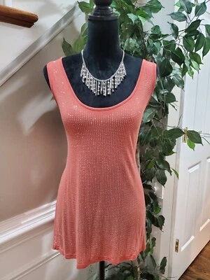 Jeans By Buffalo Pink Rayon Scoop Neck Sleeveless Dressy TankTop Blouse Size L/G