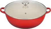 [Le Creuset] Enameled Cast Iron Chef's Oven with Glass Lid, 7.5 qt., Cerise