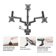Brateck Triple Monitor Aluminum Slim Pole Held Mechanical Spring Arm 17"-27"