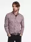 John Varvatos Ross Slim Fit Spattered Button-Up Shirt Men's M Worn Mauve L/S
