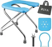 BLIKA U Shaped Portable Toilet for Camping, 400LBS XL Stainless Steel Truck Toilet, Folding Portable Potty for Adults, RoadTrip, Travel, Car