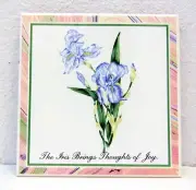 Russ Botanical Collection Ceramic Trivet Tile Floral Iris Made in Taiwan