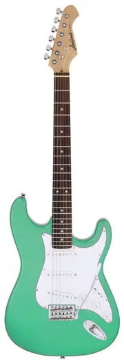 Aria STG-003 Electric Guitar Surf Green, Basswood Body, Maple Neck, Rosewood Fingerboard, 3 OS-1 Single Coil Pickups