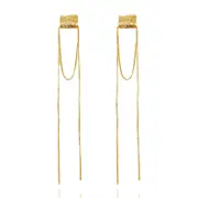 Culturesse Murphy 122mm Sculpture Wrap Tassel Earrings Fashion Jewellery Gold