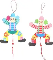 Toyvian 2Pcs Clown Marionette Puppet Interactive Funny Clown Dolls Creative Imagination Development Engaging Playtime for Puppet Shows and School Activities Random Color