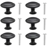 30 Sets Round Knobs With Mounting Screws Drawer Cabinets Wardrobe Knob Door Pull Black 3X2cm