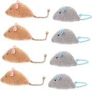HOMOBABE 8pcs Plush Realistic Mouse for Indoor Cats Durable Cat Chew Lifelike Design Safe Materials Engaging Playtime for Feline Friends Reduces Stress and Boredom