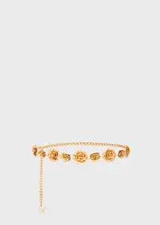 floral-motif chain belt M Nude