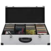 CD Case Organizer 80 CDs Capacity Disc Holder Sturdy Lockable Storage Box Silver