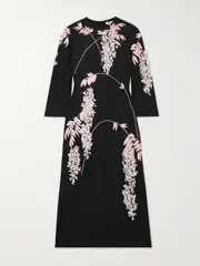 [BERNADETTE] BERNADETTE - Harry Embellished Silk Crepe De Chine Midi Dress - Black - FR 34 FR 34 Black