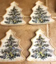 Williams Sonoma Twas the Night Before Christmas Tree Appetizer Plates S/4 New