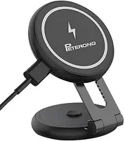 PETERONG Magnetic Wireless Car Charger Mount Compatible with MagSafe Designed for Tesla Model 3/Y, 15W Fast Charging Magnetic Car Phone Mount Foldable Invisible Dashboard for iPhone 14/13/12(Black)