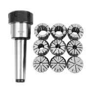10pcs ER32 Spring Collets Set 2/4/6/8/10/12/16/18/20mm + MT3 M12 ER32 Collet Chuck Morse Taper Holder Silver