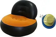 Inflatable Sofa Lounge Chair Lazy Sofa with Backrest for Outdoor Activities Camping, Black and Orange