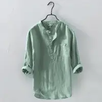 在飛比找ETMall東森購物網優惠-Cotton Linen Casual Shirt Men 