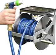 Garden Hose Reel Cart,Outdoor Small Wall-Mounted Water Pipe Storage Rack, Household Cleaning Irrigation High Pressure Water Gun Hose Holder with Hose,25M