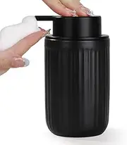 Umlaca Foam Soap Dispenser Black Ceramic Foaming Soap Dispenser for Bathroom, 320ml Refillable Liquid Lotion Hand Soap Dispenser with Rust-Proof Foaming Pump for Countertop