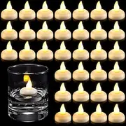 12/24/36 Pcs Flameless Floating Waterproof LED Candle Lights Candle Warm White Battery Powered Valentine's Day Wedding Birthday Party Pool Decoration Proposal