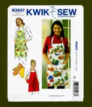 NEW! Apron & Oven Mitt Sewing Pattern - Adult & Children Sizes - Kwik Sew 3247
