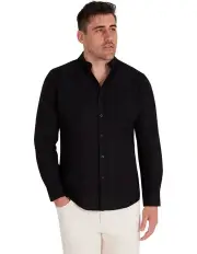 [Johnny Bigg] Bane Textured Linen Shirt in Black