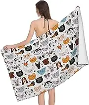 JBYJBX Cartoon Cat and Dog Print Beach Towel Quick Dry Sandproof Microfiber Beach Bath Towel for Travel Pool Camping