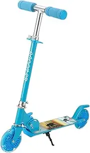 Children's Scooter Easy Folding System 2 Wheels Shock Absorption Transportation Aluminum Alloy Scooter Portable Scooter Silent Non-Slip PU Flashing Wheel (Blue)