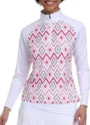 [AjezMax] Womens 1/4 Zip Golf Shirt Long Sleeve Lightweight Golf Pullover Outdoor Athletic Tennis Polo Shirts