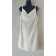 NWT Nasty Gal Mini slip dress Women's 14 White Bias-cut satin sleeveless