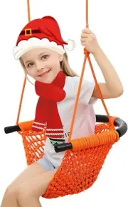 Homodoskey Kids Swing Seat, Hand-Knitting Toddler Swing, Swing Seat for Kids wit