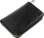 [LIFKOME] Leather Coin Pocket Wallet for Women Compact Zipper Card Holder for Shopping Travel Durable Oil Wax Cowhide Design Lightweight Small Wallet for Cards Change Storage