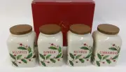 Set of Lenox Holiday Christmas Holly Baking Spice Jars - New in Box!