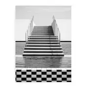 Steps To Sea Black And White Art Canvas Print