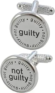 [COLLAR AND CUFFS LONDON] Premium Cufflinks with Presentation Gift Box - Guilty Not Guilty - Ideal for Lawyer Solicitor Judge Barrister - Legal Justice - White, Black and Silver Colours, Stainless Steel,Silver,Brass