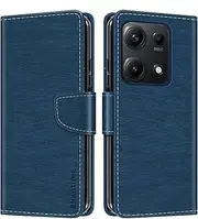 Striped PU Leather Wallet Phone Case Compatible with Xiaomi Redmi Note 14S 4G, Slim Magnetic Flip Cover with Card Slots and Stand Function (Blue)