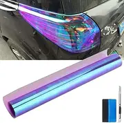 LZLRUN 12 by 48 inches Self Adhesive Auto Car Tint Chrome Chameleon Headlight Taillight Fog Light Vinyl Smoke Film Sheet Sticker Cover (Chameleon Purple)