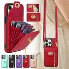 Crossbody Leather Wallet Card Bag Case For iPhone 16 Pro Max 15 14 13 12 11 XS X