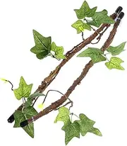 Reptile Branch 2Pcs 17 Inch Realistic Reptile Vines with Leaves and Suction Cup Bendable Fake Terrarium Branches for Reptiles Tank Accessories for Snake Lizard Bearded Dragons Gecko Climbing