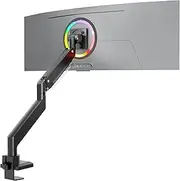 ONKRON Heavy Duty Monitor Arm for 17-57 Inch Screens, Single Monitor Arm Desk Mount up to 59.4 lbs - Gas Spring Monitor Arm for Desk with VESA 75x75-200x200 / Full Motion Monitor Mount Black
