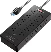 Power Strip 23 in 1, 20 Outlets Surge Protector Wall Mount with 2 USB+1 USB C Po