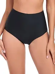 [RELLECIGA] Women's High Waisted Bikini Bottom Full Coverage Tummy Control Swimsuit Bottoms, Black, Small
