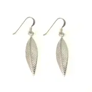 Sterling Silver Rhodium Plated Greek Olive Leaf Drop Earrings