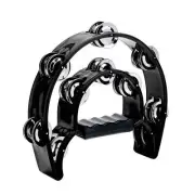 Tambourine Double Row Metal Jingles Hand Held Percussion Half-Moon Tambourines M
