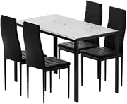 Artiss Dining Table and Chairs Set of 5 Glossy Marble Effect Home Kitchen Lounge