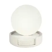 6Pcs Double-Sided Faux Leather Coasters Set Round Drink Coaster for Table Protection Heat Insulation white